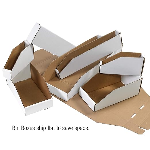 Box USA BBINMT824 Open Top Bin Boxes, 8" x 24" x 4 1/2", Oyster White (Pack of 50)