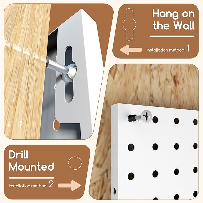 Spampur Peg Board, 4 Pack Metal Peg board Panels, White PegBoard Wall Organizer for Office, Craft Room Storage and Organization, Garage Tool Storage, Sewing Room, Workbench, Kitchen