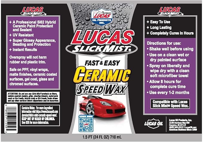 Lucas Oil 11294 Slick Mist Ceramic Speed Wax - 24 Ounce (Pack of 2)