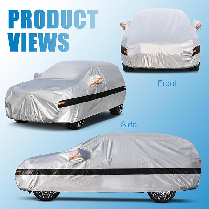 10 Layers Car Cover Waterproof All Weather for Compact SUV,100% Waterproof Outdoor Car Covers Rain Snow UV Dust Protection. Custom Fit forAudi Q2, Hyundai Kona, Kia Soul, Mazda CX-3,etc