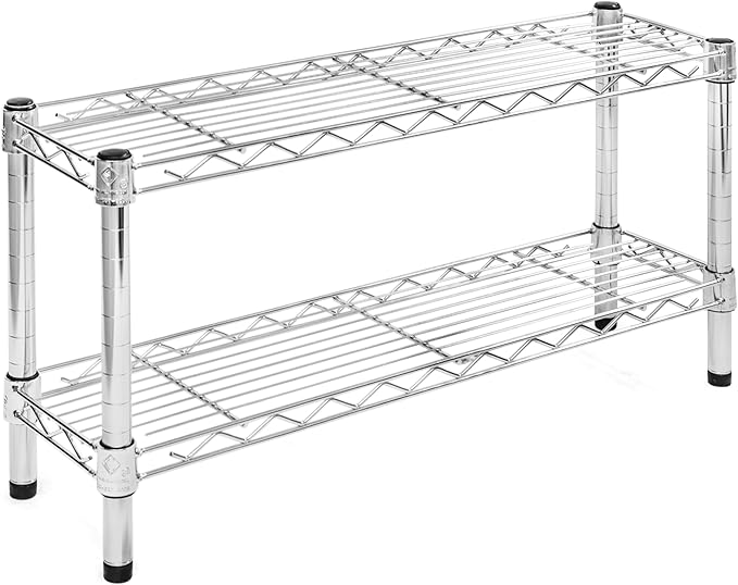 Shelving Inc. 8" d x 30" w Chrome Wire Shelving with 2 Tier Shelves, Weight Capacity 800lbs Per Shelf