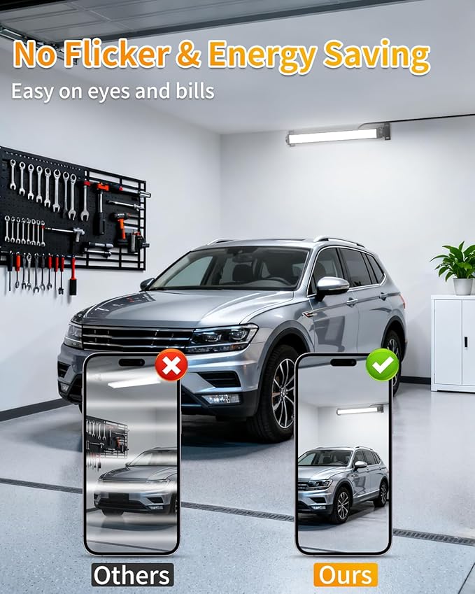 40W LED Shop Lights with 6.6FT Cord, Swtich, 5400LM Plug in Garage Light, 6000K Daylight Work Lights for Garage, Workshop, Warehouse, Indoor (2 Pack)