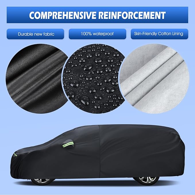 Car Cover Custom Fit for Toyota Sienna 1997-2026, Migaven Waterproof Full Exterior Cover Sun Rain Protection with Door Zipper and Cotton Lining, Black