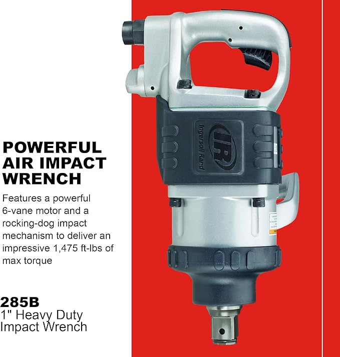 Ingersoll Rand 285B 1" Air Impact Wrench, 1475 ft-lbs Max Torque, Heavy Duty, D-handle