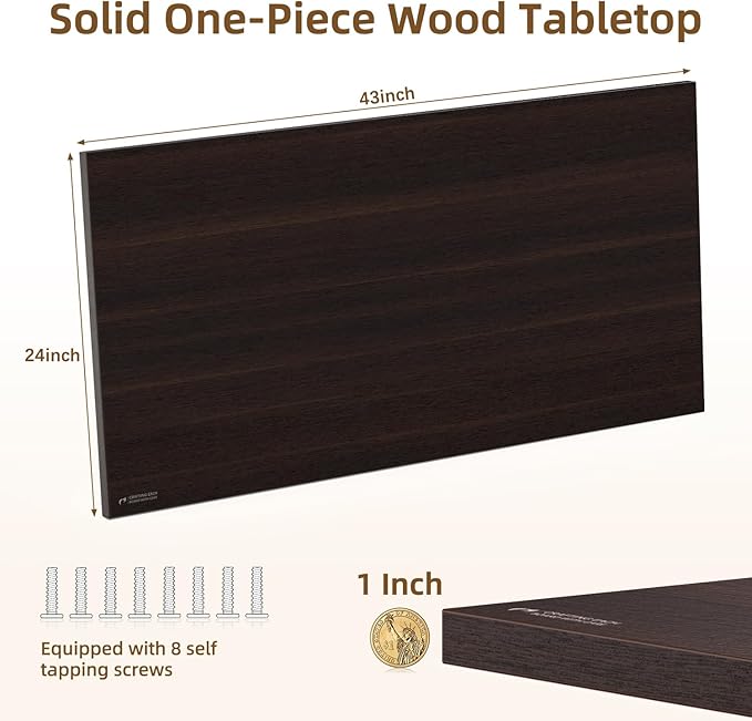 Universal Solid One-Piece Wood Table Top, 43"x24"x1" Workbench Top - Rectangular Particle Board for Standing Desk, Home Office Desk Countertop DlY, Washer Dryer, Coffee, Bar Tabletop