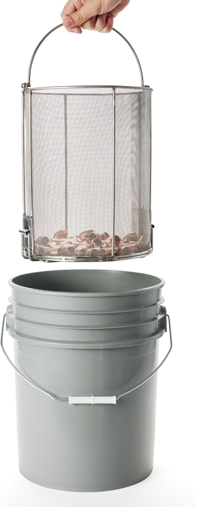 Dip N’ Drain – Stainless Steel Part Cleaning Strainer Basket for 5-Gallon Buckets (Bucket Included) | 1/32″ Mesh, Swing Handle, Perfect for Mechanics, Auto Parts, Garage, Shop & Home Workshop Cleaning