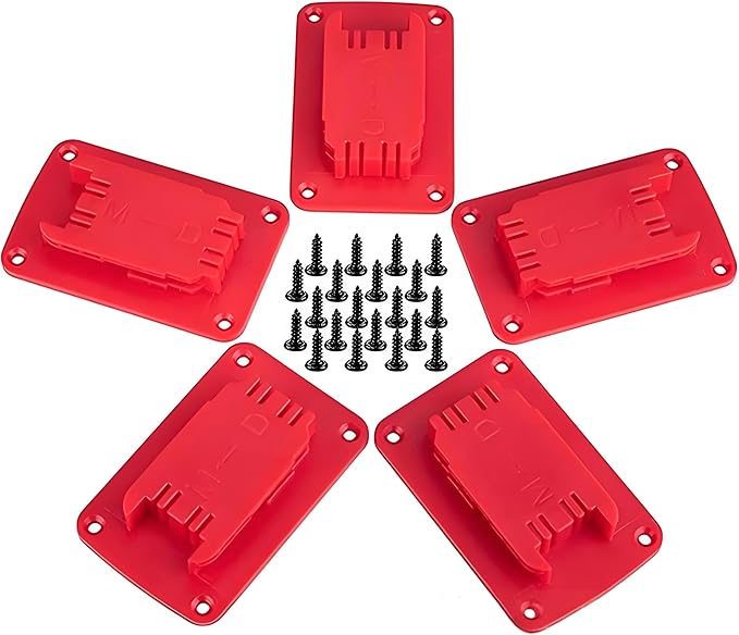 Tool Holders and Battery Holder for Milwaukee M18 18V bandsaw bracket 5pc Wall Mount mounting plate Hanger Battery 5pc Drill Tool Storage Shelf with Screws