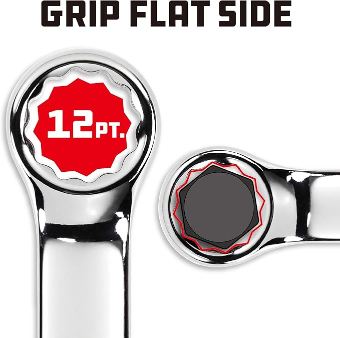 Powerbuilt SAE 7/16-Inch Combination Wrench, 12 Point Double Ended Box and Open End, 15 Degree Offset - 644143