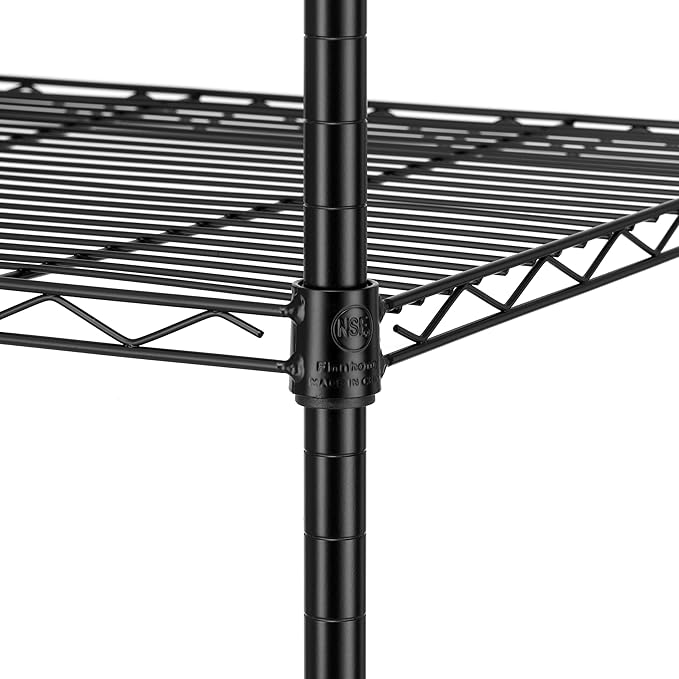 Finnhomy Heavy Duty 7 Tier Wire Shelving, 18x18x72 inches 7 Shelves Storage Rack with Thicken Steel Tube, Pantry Shelves for Storage, Adjustable Metal Shelving Unit, NSF Certified, Black