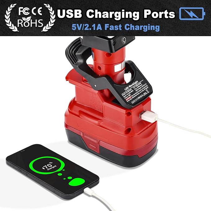 2400LM LED Work Light Clip on Light Compatible with Craftsman C3 19.2V Battery, 30W Flood Light for Car Repairing, Camping, Emergency and Job Site Lighting