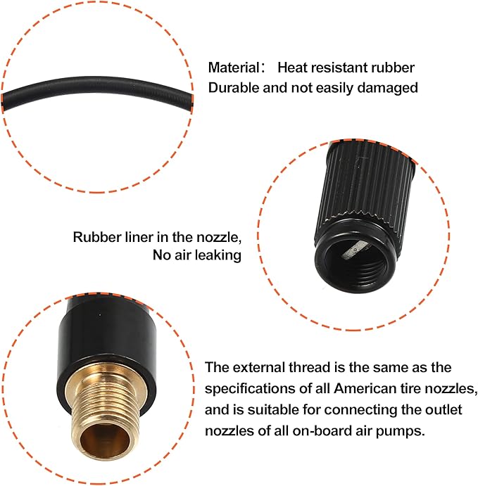 X AUTOHAUX 80cm Threaded Tire Inflator Extension Hose Chuck Adapter Air Pump Tube Tire Valve Connection Pipe for Car Truck Bike MTB Portable Compressor Copper Rubber