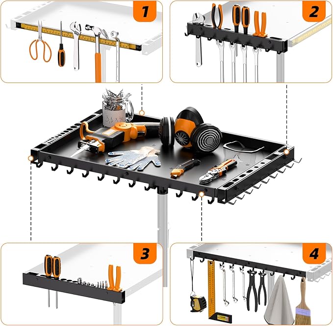Rolling Tool Utility Cart with Wheels, Work Bench for Garage with Magnetic Tray Mechanic Tool Organizer Rolling Tray Storage Tool Cart