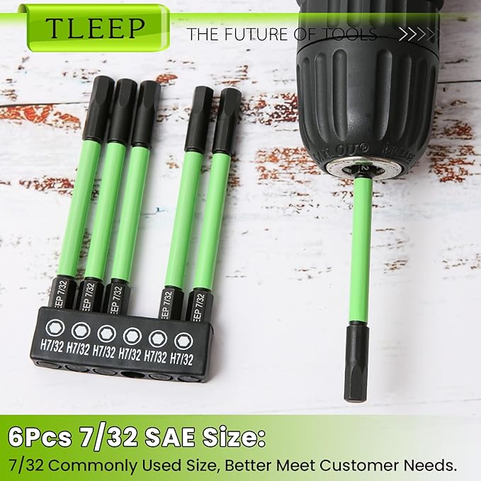 3.5" Long 1/4" Hex Head Allen Wrench Drill Bits, SAE 7/32" Impact Driver Bit Set, Magnetic Tips Magnetic Screwdriver Bits Hex Drill Bit Set, S2 Steel, New Version Hex Keys with Storage Case