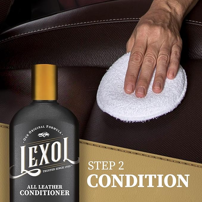 Lexol Leather Conditioner and Cleaner Kit by Lexol, Use on Furniture, Car Interiors, Shoes, Handbags, Includes 2 Application Sponges, Two-Step System, 16 oz Each