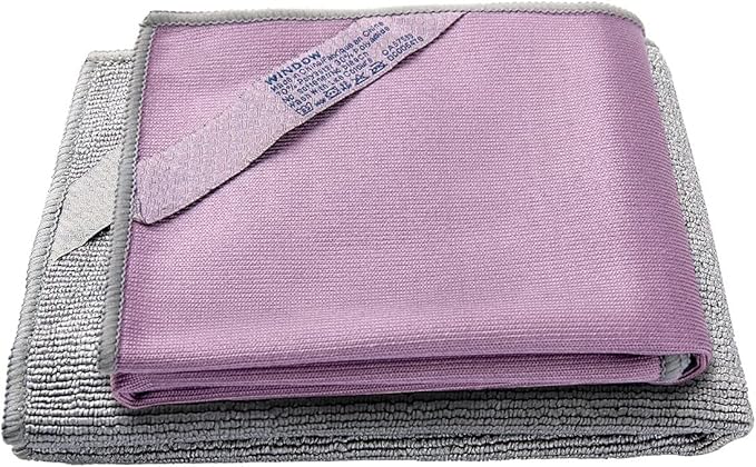 Longmann NΘrwex Basic Package Window Cleaning Cloth and EnviroCloth Glass Cloth, Cleaning Cloth, Streaks Schatches Free, Just Add Water (Purple 1 Pack, Grey 1 Pack)