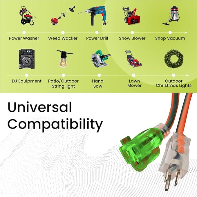 Power By GoGreen Go Green Power Inc. 16/3 50-Foot Outdoor Extension Cord - Heavy-Duty, Weatherproof, GG-13750