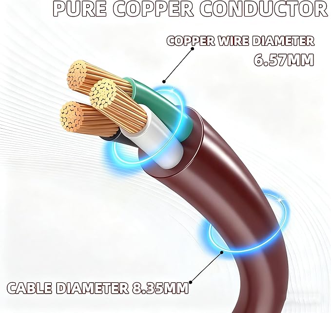 15FT Brown Outdoor Extension Cord-16/3 SJTW Durable Extension Cord for Christmas Lights with 3 Prong Grounded Plug, Great for Outside Christmas Decorations