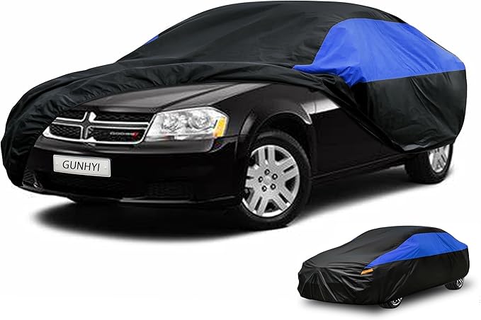 Dodge Car Cover Custom Fit Dodge Avenger Waterproof All Weather, Lightweight Full Car Cover Outdoor Sun UV Rain Dust Snow Wind Protection.