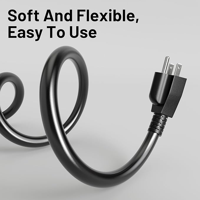 16/3 Black Indoor Outdoor Extension Cord 10 Ft 2 Pack Waterproof, Extension Cord with 3 Prong Grounded Plug,13A 1625W 16AWG SJTW, Flexible Weatherproof Power Cable