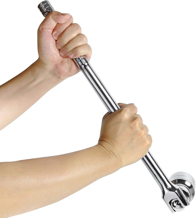 Powerbuilt 3/4" Drive Flex Handle, 19 Inches Long Extension Breaker Bar, Chrome Vanadium Steel Made - 643502