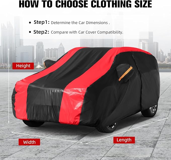 6-Layer Car Cover Waterproof All Weather for Automobiles,Universal Fit for SUV,Outdoor Full Cover Rain Sun UV Protection with Zipper Cotton,Fit SUV Jeep-Length (184" to 190")