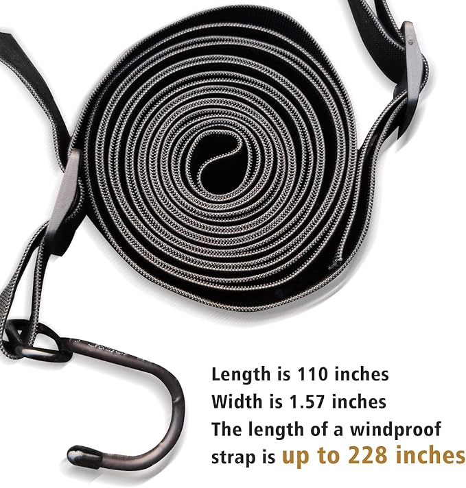 SEAZEN Car Cover Straps Wind Protector, 3Pcs Adjustable Elastic Windproof Ropes Protect Car Cover from High Winds, Universal Fit Most Cars (Black)