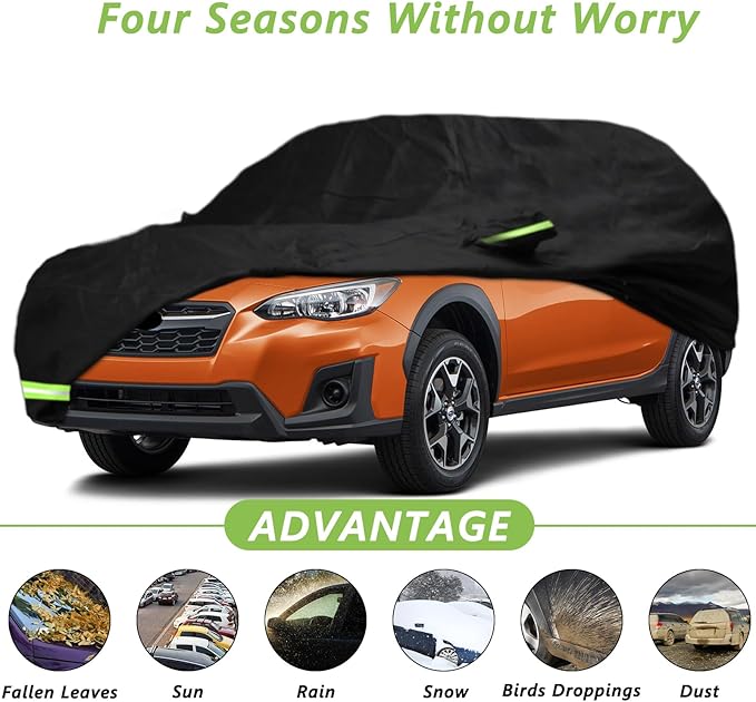 YIXIN Waterproof Car Cover for 2013-2026 Subaru Crosstrek/XV Car Cover Custom Fit 100% Waterproof Windproof Strap & Single Door Zipper Bands for Snow Rain Dust Hail Protection (Subaru Crosstrek)