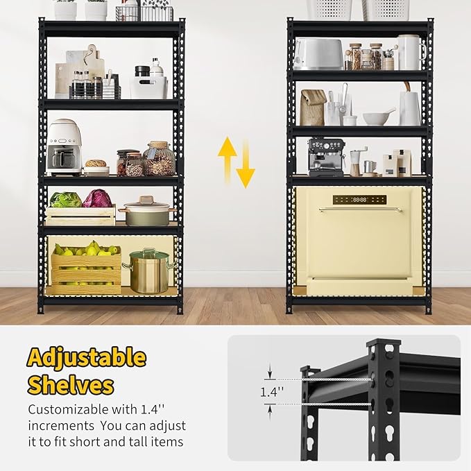 PeakPursuit Storage Shelving Unit, 5-Tier Adjustable Metal Storage Shelves, 30" L x 12" W x 60" H Heavy Duty Garage Storage Shelves for Kitchen Pantry Basement Bathroom Laundry