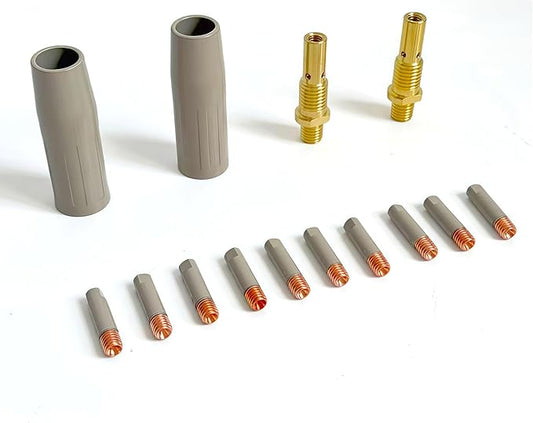 14pcs Mig Welding Torch Accessory Kit with Non-Stick Coating; .035" Ceramic Welding Tips MIG Welder Accessories,For Lincoln Magnum 100L Weld-Pak,gas nozzles 21-50 1/2",gas diffusers (0.035”)