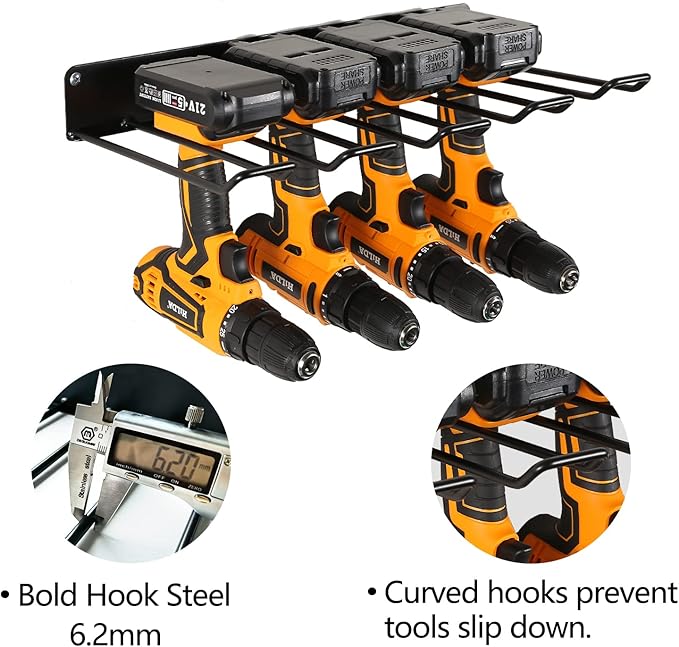 UU-Major Power Tool Organizer for Garage Organization,Drill Holder Wall Mount for Tool Stoarge, Tool Organizers and Garage Storage Shelves for Charging.Heavy Duty With 4 Holders