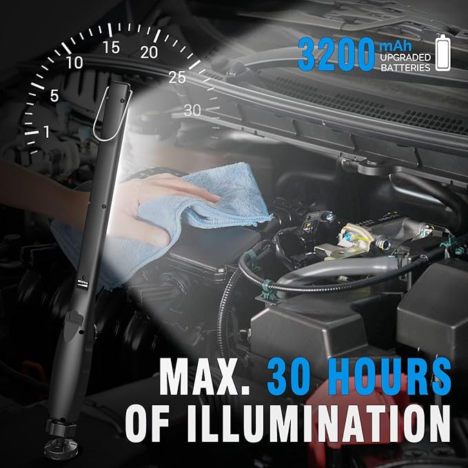 DR.PREPARE LED Work Light, 700 Lumens Rechargeable, Cordless Portable Magnetic COB LED Inspection Light for Car Repair, Home, Garage, Emergency, 2 pack, Black