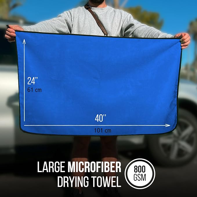 Extra Large Car Drying Towel - 800 GSM Premium Microfiber Drying Towels for Cars - Car Drying Towels Extra Large Super Absorbent, Professional XL Car Towel for Any Vehicle - 40x24, Blue
