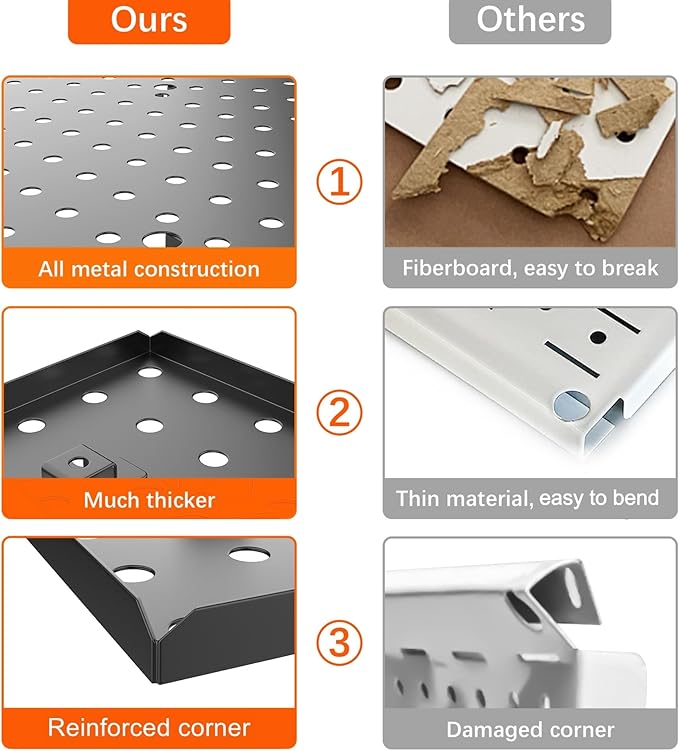 WALMANN 4 PCS 16" x 16" Metal Pegboard Panels for Wall Garage Tools Pegboard for Garage, Workbench, Peg Board Tool Organizer Board(Pack of 4, Black)