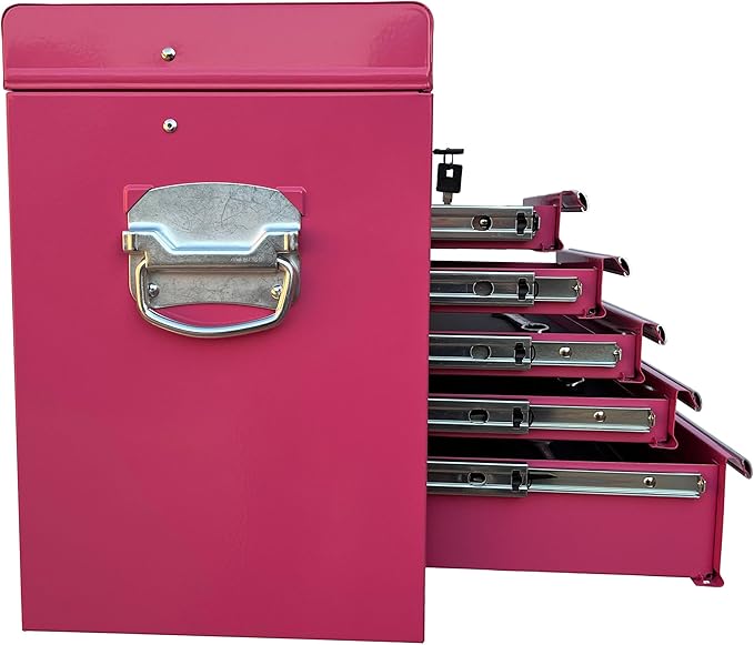 Workington Portable Metal Tool Chest with 9 Drawers, 24" 9-Drawer Tool Chest Cabinet with Ball Bearing Drawer Slides, Steel Tool Storage Box Organizer 4006 Pink
