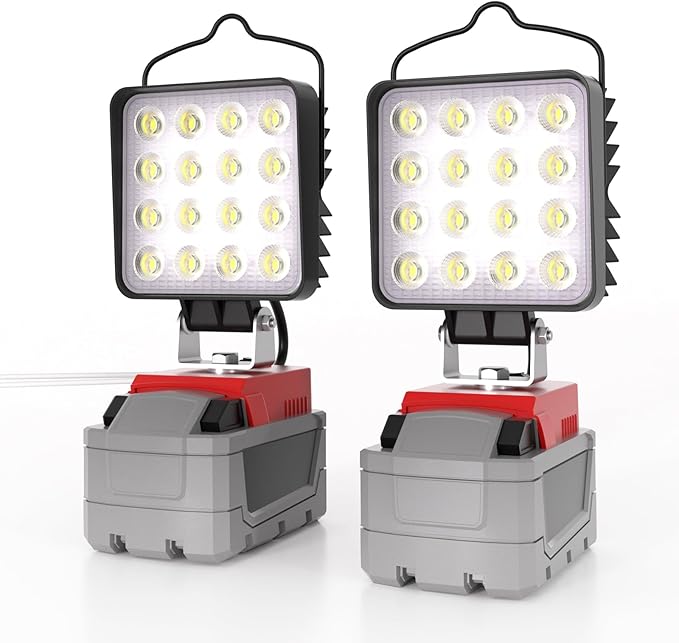 2 Pcs Cordless LED Work Light for Milwaukee m18 18v Battery, 132W 13200LM Battery Light for Milwaukee 18v Tools, Fathers Day Gift,Flood Lighting with USB & Type-C Charging Port,Low Voltage Protection