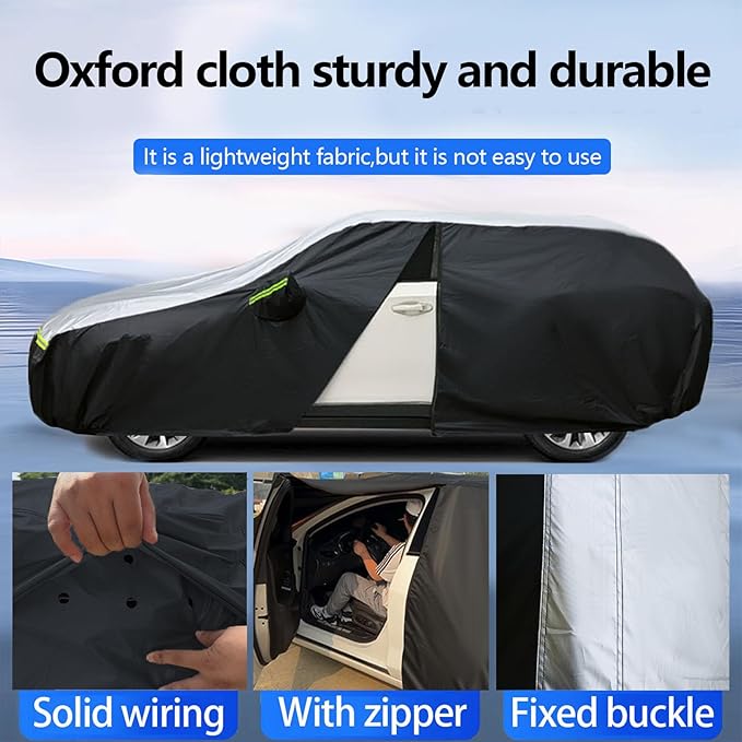 Car Cover Waterproof All Weather for Large SUV,100% Outdoor Rain UV Dust Protection. For Nissan Pathfinder, Ford Explorer/Flex，Cadillac XT6，Infiniti QX60/QX70，Kia Borrego/EV9 (SUV Length 196-208 inch)