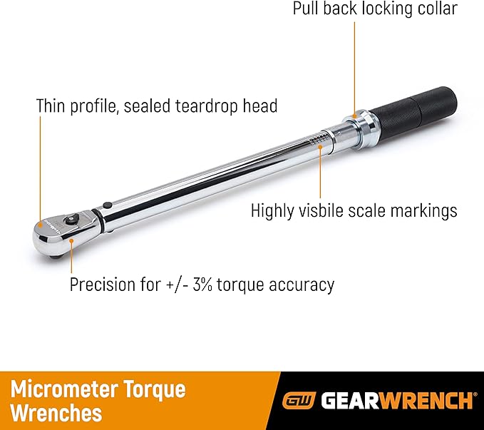 GEARWRENCH 3/8" Drive Micrometer Torque Wrench 30-250 in/lbs. - 85061