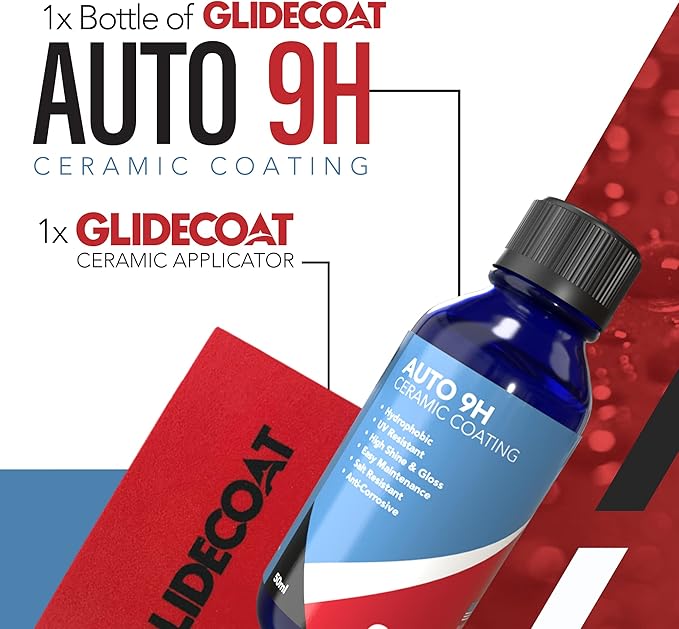 Glidecoat Auto 9H Ceramic Coating 50ML - Ceramic Coating Kit - Professional Protection with Easy Application! High Gloss - Extremely Hydrophobic