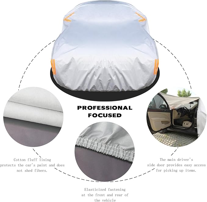 Car Cover Waterproof All Weather,Car Covers for Automobiles with Driver Door Zipper,Outdoor Car Cover Rain,Snow and UV Protection with Waterproof Adhesive Strip, Fit Sedan-Length 187" to192
