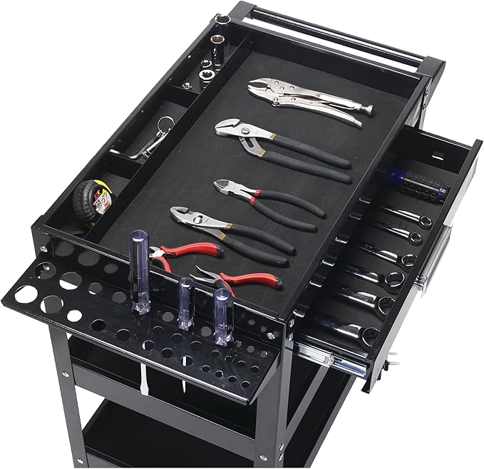 Performance Tool W54006 23-Inch x 16-Inch 3 Shelf Utility Cart with Drawer