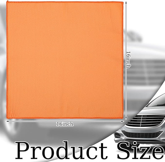 12 Pcs Microfiber Waffle Weave Towels Cleaning Cloths 16 x 16 Inch Car Wash Towel Microfiber Drying Cloth Absorbent Lint Free Rags for Glass Car Cleaning Detailing Window Household Kitchen Auto Orange