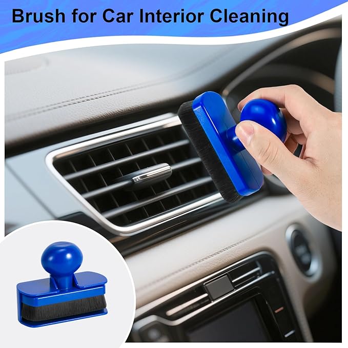 UNIMEIX Tire Shine Applicator Brush Large Vegan Tire Shine Brush with Storage Stand for Vehicles Tire Shine Polish Wax and Car Wash (Blue)