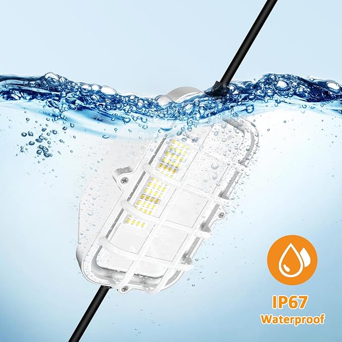 50ft LED Construction String Lights,Super Bright 150W 15000LM Waterproof IP67 Led String Work Lights, Construction Temporary Lights (Upgrad 50ft-5lights).