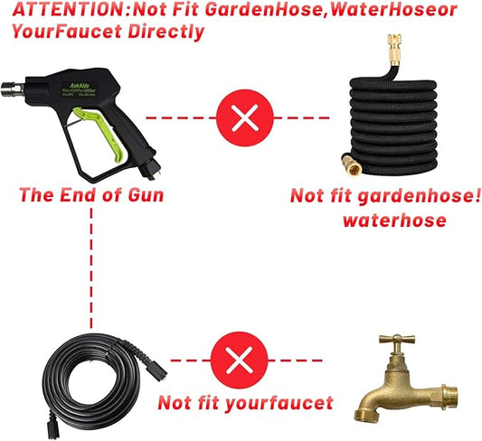Short Pressure Washer Gun with Foam Cannon,High Pressure Wash Foam Gun with 1/4 Inch Quick Connector,5 Pressure Washer Nozzle Tip