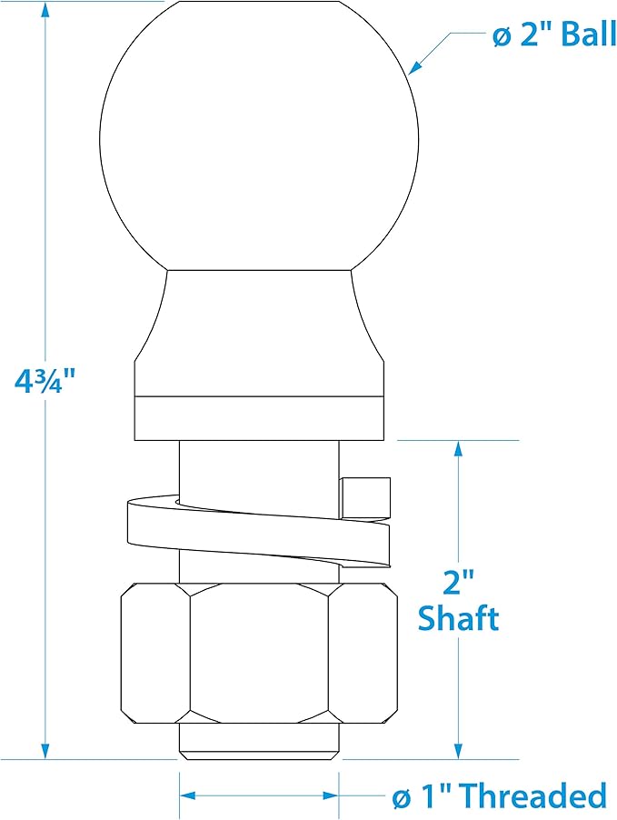 Seachoice Trailer Hitch Ball, Various Sizes and Weight Capacities
