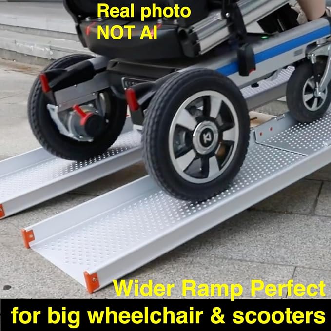 Ruedamann 8FT Surprisingly Sturdy Telescopic Scooter Ramp for Van 11-5/8" Wider per ramp, Super Portable ramp, 800 lbs Capacity ramp for Wheelchair for Home Steps for Electric Wheelchairs, Ebikes
