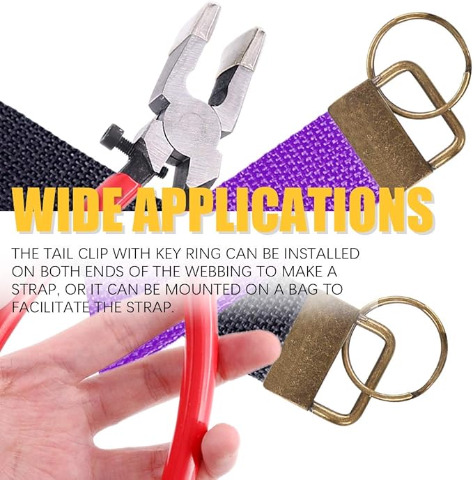 Swpeet 32 Sets 1" 25mm Key Fob Hardware with 1Pcs Key Fob Pliers, Glass Running Pliers Tools with Curved Jaws, Studio Running Pliers Attach Rubber Tips Perfect for Key Fob Hardware Install (Bronze)
