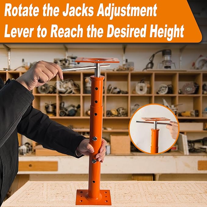 House Floor Jacks, 19"-38" Heavy Duty Screw House Jack, Basement Floor Jacks Post Pole House Jacks for Lifting & Leveling, Telescoping Support Jacks for Beam Repair and Crawl Space Shoring