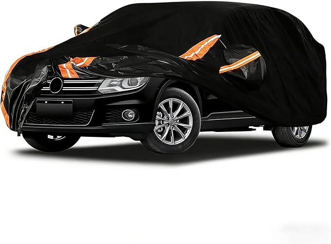 8-Layer Car Cover Custom Fit for Toyota RAV4, Honda CRV, Nissan Rogue, VW Volkswagen Tiguan, All Weather Season Rain, Sun, Wind Protection, Outdoor Full Cover Universal Fit SUV Up to 185”