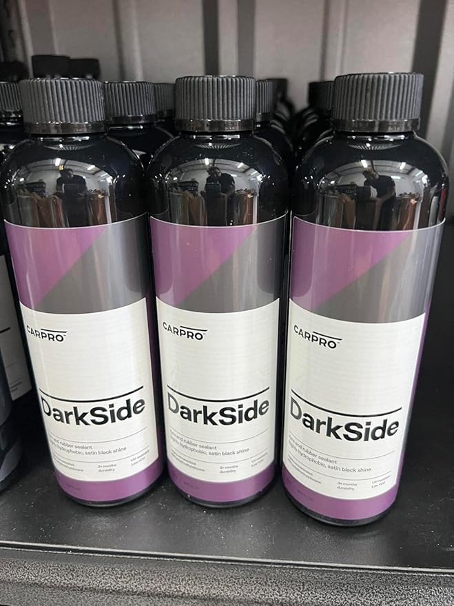 CARPRO DarkSide - Tire & Rubber Sealant, Hydrophobic & Self-Cleaning, Satin Black Shine, UV Protection, Revives Dull Faded Rubber, Ready to Use - Liter (34oz)